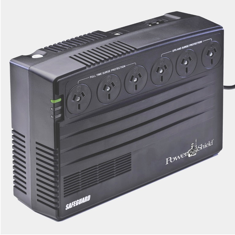 PowerShield SafeGuard 750VA/450W Line Interactive UPS, AVR, surge protection, 6 AUS sockets, wall mountable, 2-year warranty PowerShield SafeGuard 750VA/450W Line Interactive UPS, AVR, surge protection, 6 AUS sockets, wall mountable, 2-year warranty